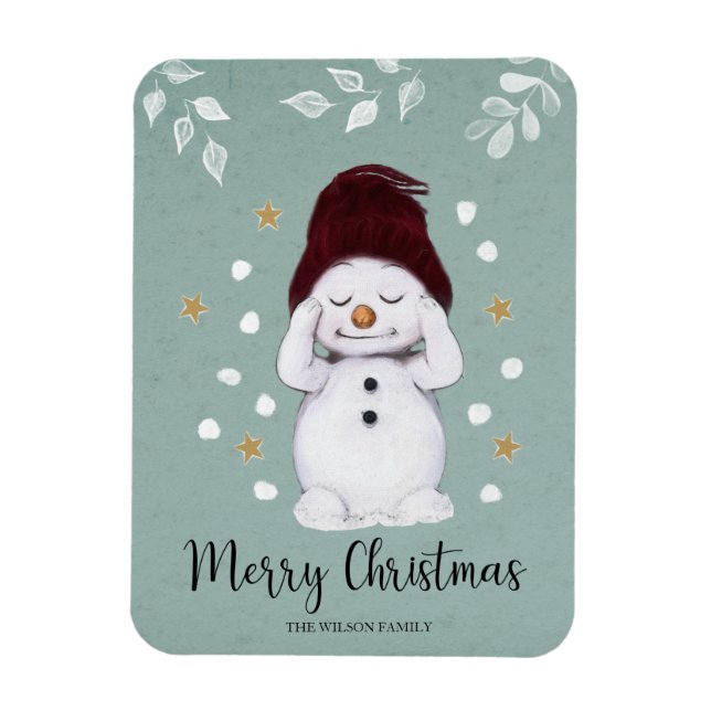 Magnet Flexible Joli Snowman d'hiver bleu Noël (Vertical)