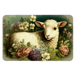 Magnet Flexible Jolie Agneau En Aimant Fleurs