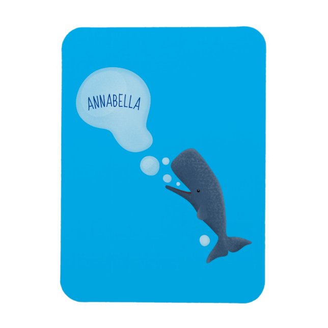 Magnet Flexible Jolie baleine à sperme soufflant bulles dessin (Vertical)