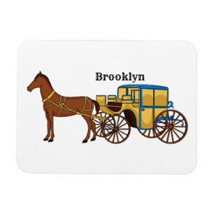 Magnet Flexible Jolie illustration de cheval et de calèche royale
