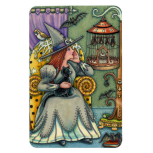 MAGNET FLEXIBLE JOLIMENT WITCH, CHAT & SES ANIMAUX, CAGE DE MAIN, 