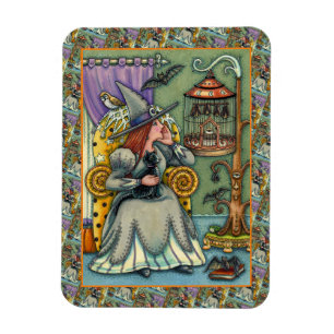 MAGNET FLEXIBLE JOLIMENT WITCH, CHAT & SES ANIMAUX, CAGE DE MAIN, 