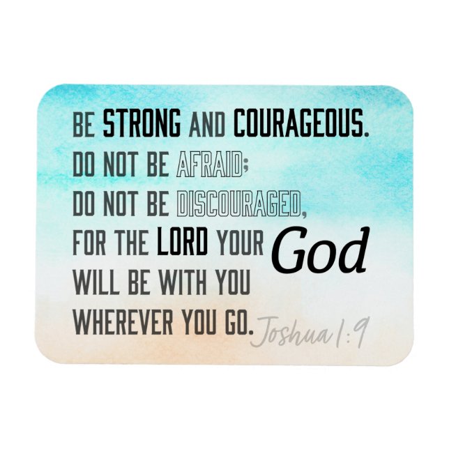 Magnet Flexible Josué 1:9 Bible Verse puissant et courageux (Horizontal)