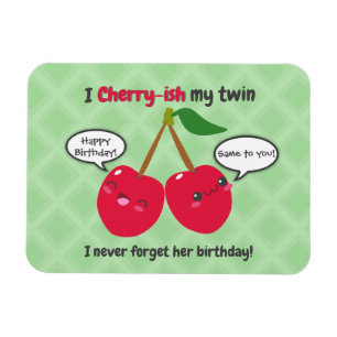 Magnet Flexible Jote Red Cherry Kawaii Twins Anniversaire