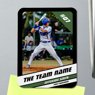 Magnet Flexible Joueur de Baseball Personnalisable Noir Vert