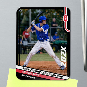 Magnet Flexible Joueur de baseball personnalisé rouge