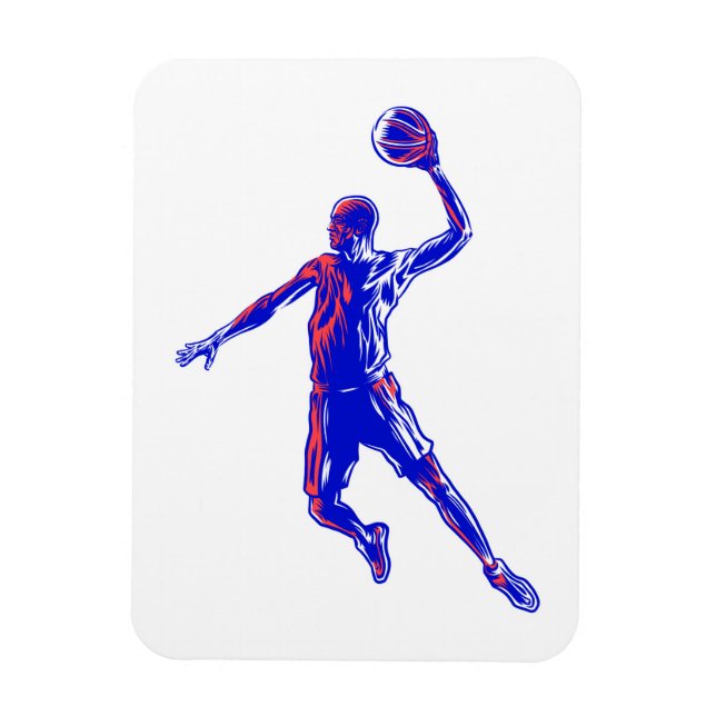 Magnet Flexible Joueur de basket Slam Dunk, Red and Blue Design (Vertical)