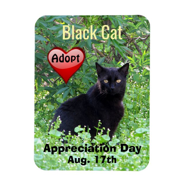 Magnet Flexible Jour d'appréciation de l'adoption du chat noir (Vertical)