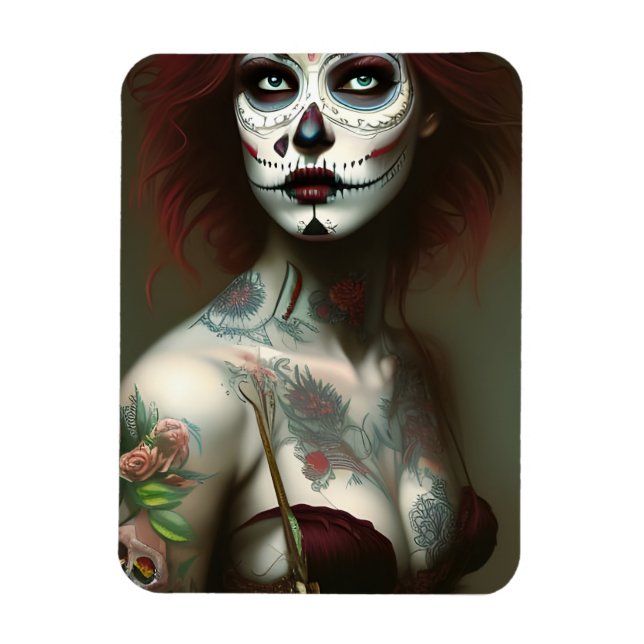 Magnet Flexible Jour de la femme morte avec des tatouages (Vertical)