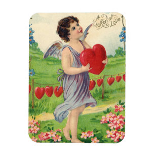Magnet Flexible Jour vintage des Valentines, Ange victorien avec c