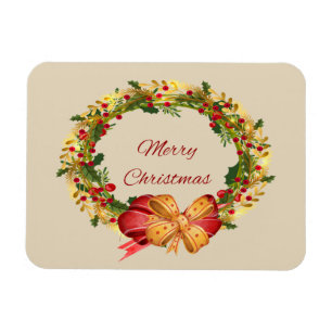 Magnet Flexible Joyeuse couronne Vintage de Noël