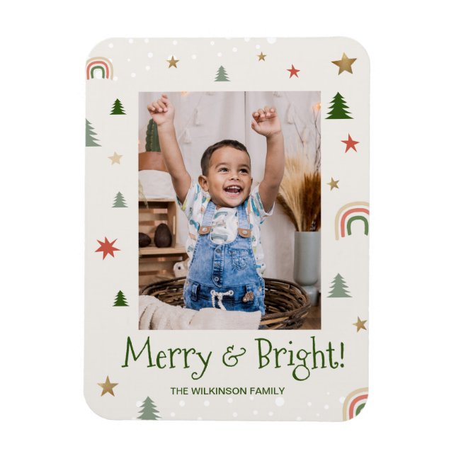 Magnet Flexible Joyeuse et brillante famille de Noël mignonne Phot (Vertical)