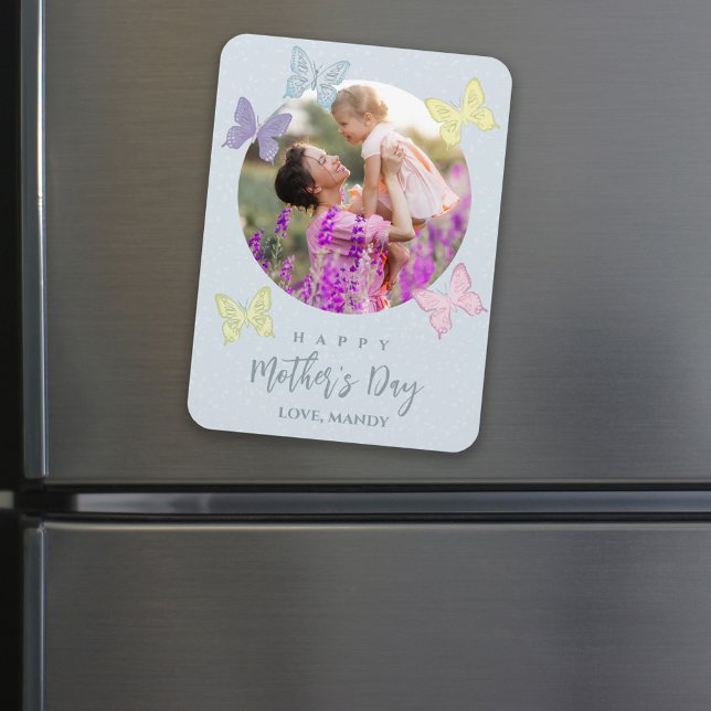 Magnet Flexible Joyeuse fête des mères Photo Pastel Cute Butterfli (Créateur téléchargé)