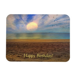 Magnet Flexible Joyeuse plage de Sunset Birthday