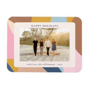 Magnet Flexible Joyeuses Fêtes Bloc de Couleurs Pastel Photo Moder