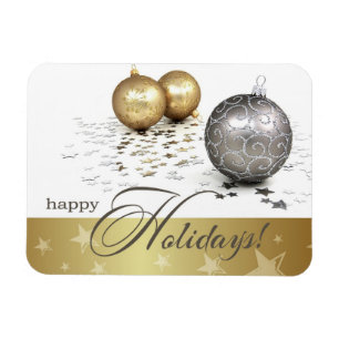 Magnet Flexible Joyeuses fêtes. Cadeau de Noël Gold Silver Balls