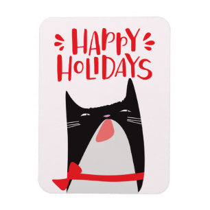 Magnet Flexible Joyeuses fêtes - Cartoon de chat de Noël mignon