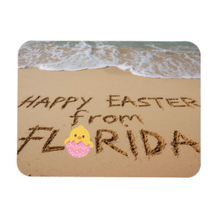 Magnet Flexible Joyeuses Pâques depuis Floride Écrit dans le Sable