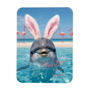 Magnet Flexible Joyeuses Pâques Floride Plage Flamants roses et Da