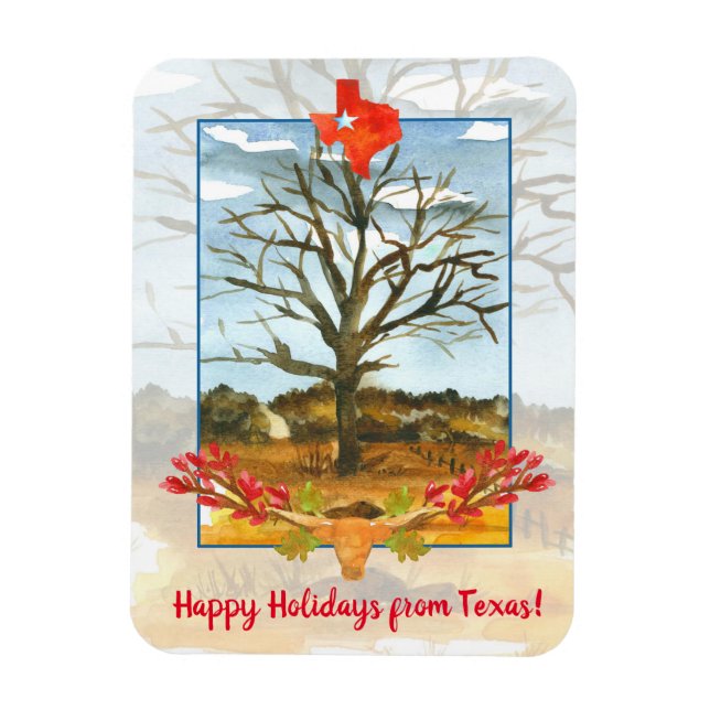 Magnet Flexible Joyeuses vacances au Texas Longhorn (Vertical)