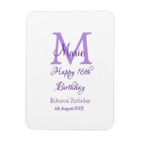 Joyeux 16e anniversaire violet ajouter nom monogra