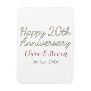 MAGNET FLEXIBLE JOYEUX 20E ANNIVERSAIRE DE MARIAGE NOM PINK GRAY P