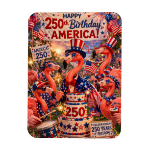 Magnet Flexible Joyeux 250e anniversaire d'Amérique Flamant rose 4