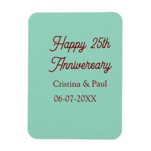 Magnet Flexible Joyeux 25e anniversaire vert mauve pastel boho rét