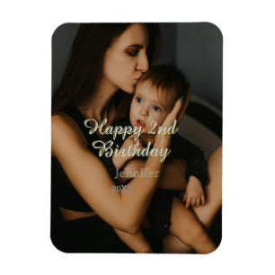 Magnet Flexible Joyeux 2ème anniversaire enfants bébé mère jaune g