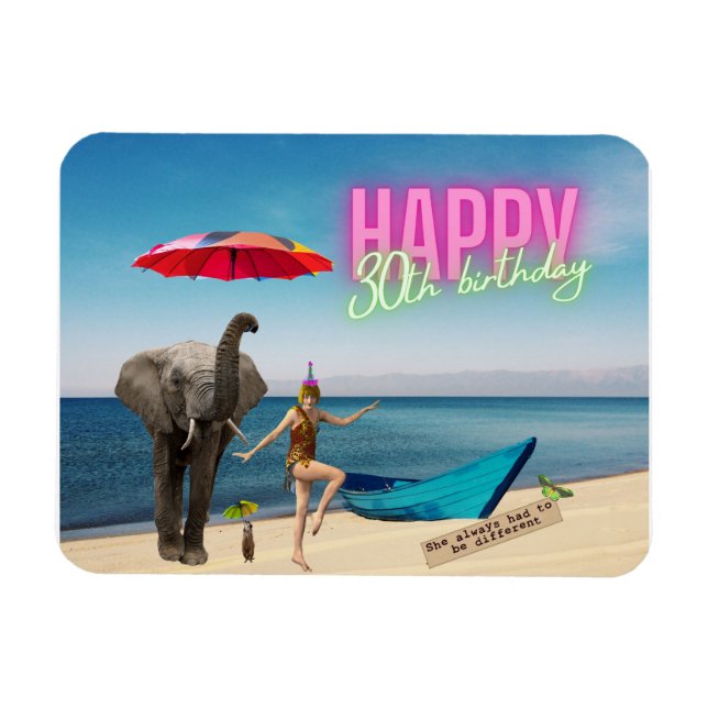 Magnet Flexible Joyeux 30ème anniversaire amusant et funky (Horizontal)