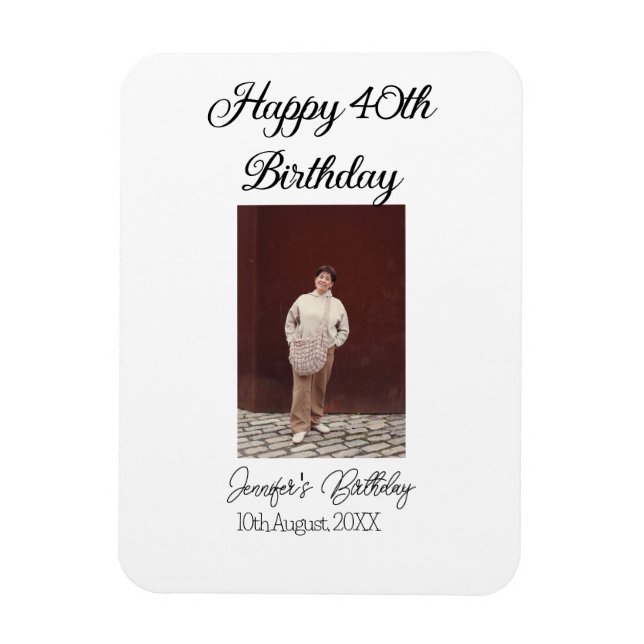 Magnet Flexible Joyeux 40e anniversaire photo moderne simple (Vertical)