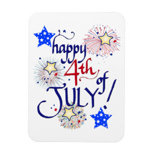 Magnet Flexible Joyeux 4 juillet ! avec feux d'artifice et étoiles