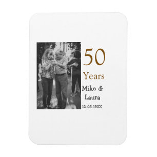Magnet Flexible Joyeux 50e anniversaire ajouter nom du couple date