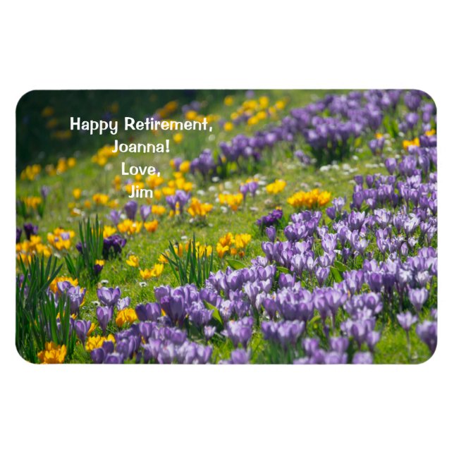 Magnet Flexible Joyeux amour de retraite personnalisée Crocus Flow (Horizontal)