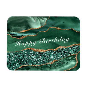 Magnet Flexible Joyeux Anniversaire Agate d'or vert Parties scinti