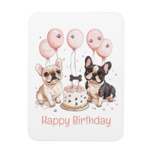 Magnet Flexible Joyeux Anniversaire Français Bulldogs Anniversaire