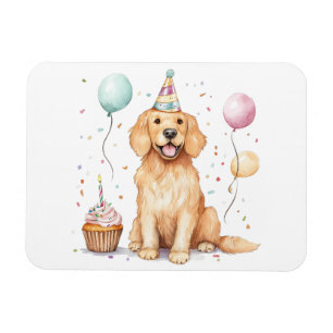 Magnet Flexible Joyeux Anniversaire Golden Retriever Chien