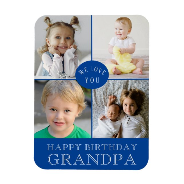Magnet Flexible Joyeux anniversaire grand-père bleu (Vertical)