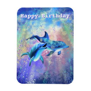 Magnet Flexible Joyeux Anniversaire - Joyeux Dauphins de couple