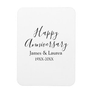 Magnet Flexible Joyeux anniversaire mariage nom date année simple 