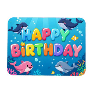 Magnet Flexible Joyeux anniversaire mignon dauphin marin
