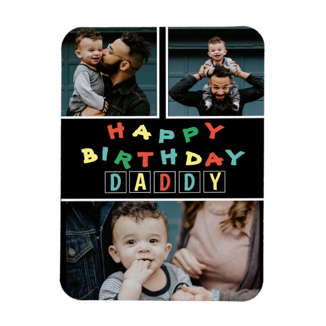 Magnet Flexible Joyeux Anniversaire Papa Colorful 3 Photo (Vertical)