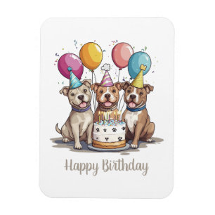 Magnet Flexible Joyeux Anniversaire Pit Bull Dogs