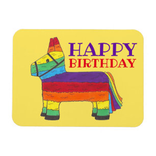 Magnet Flexible Joyeux anniversaire Rainbow Donkey Pinata Fiesta P