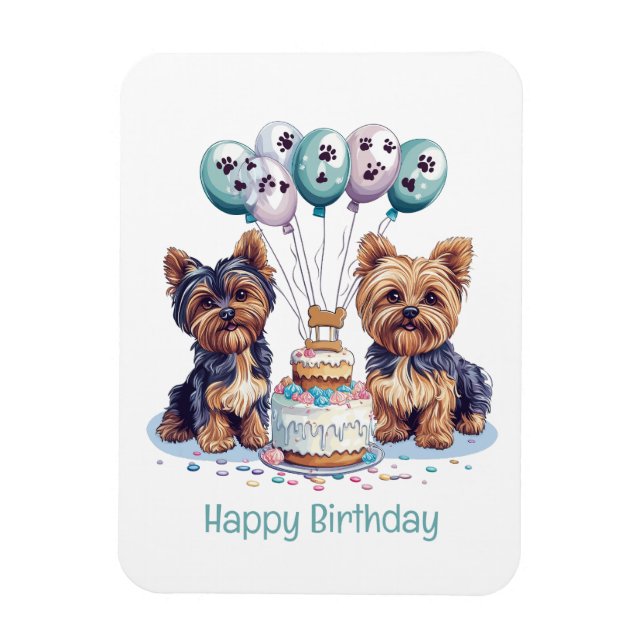 Magnet Flexible Joyeux anniversaire Yorkie Chien (Vertical)
