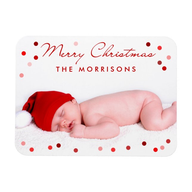 Magnet Flexible Joyeux bébé de la famille de Noël avec des points  (Horizontal)