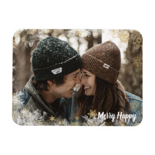 Magnet Flexible Joyeux cadre personnalisé photo flocon de neige