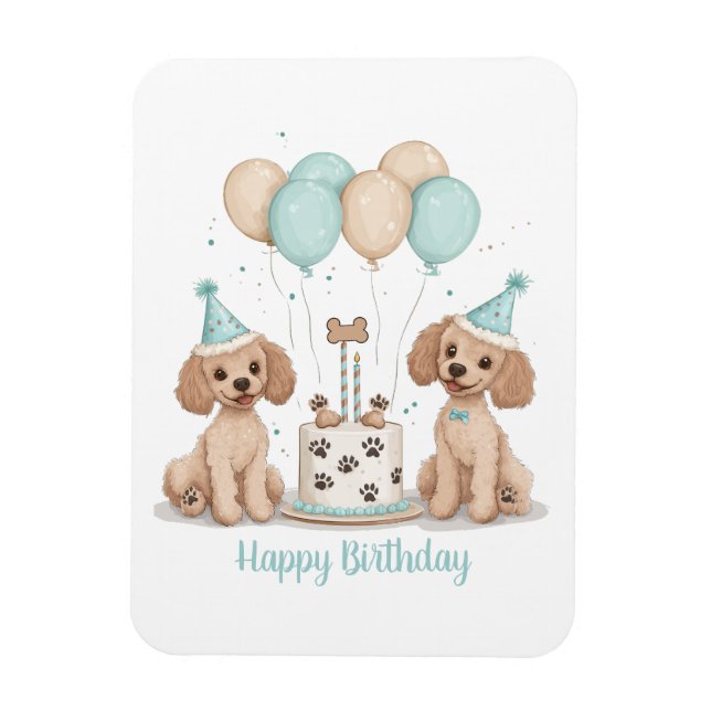 Magnet Flexible Joyeux Chiens de caniche normaux d'anniversaire (Vertical)