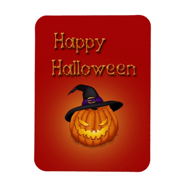 Magnet Flexible Joyeux Citrouille Halloween avec Casquette (Vertical)