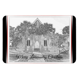 Magnet Flexible Joyeux croquis de l'église Bluffton de Noël dans l